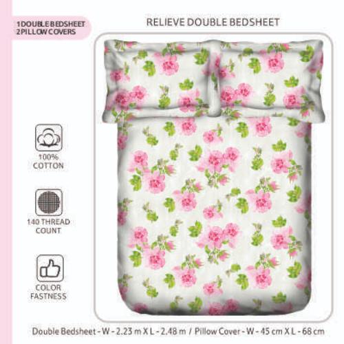 Smartle Relieve Double Bedsheet Rose 1 pc