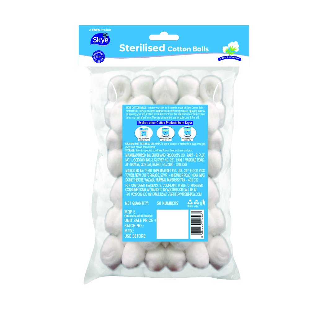 Skye Sterilised Cotton Balls, 50 Pcs