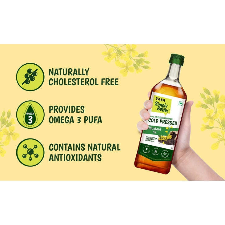 Tata Simply Better Pure & Unrefined Cold Pressed Mustard Oil 1 ltr