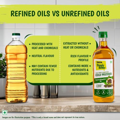 Tata Simply Better Pure & Unrefined Cold Pressed Sesame (Gingelly) Oil 1 ltr