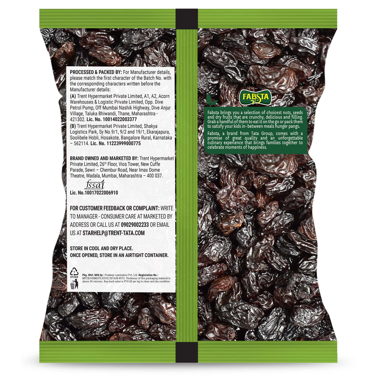 Fabsta Black Raisins Seedless 500 g