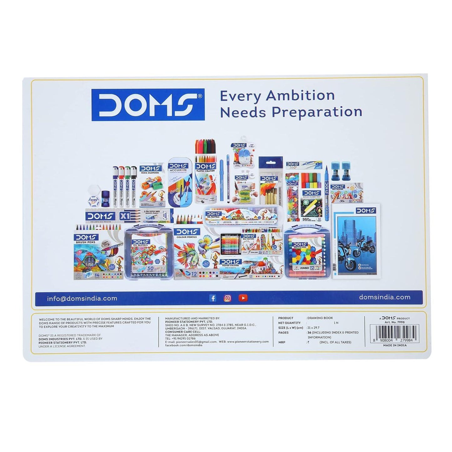 Doms Drawing Book Plain Large 36 Pages 1 pc