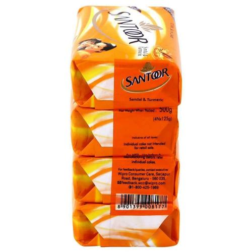 Santoor Sandal And Turmeric Soap 125 gm (pack of 4)