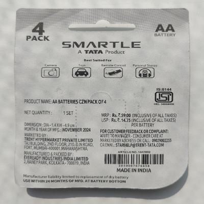 Smartle AA Batteries Carbon Zinc pack of 4