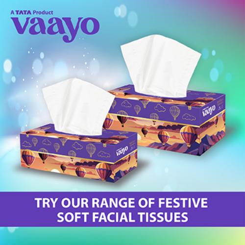 Vaayo Face Tissues 100 Pulls 4In1 400 pulls