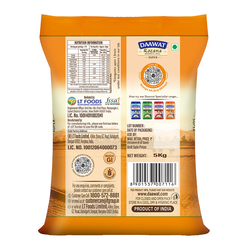Daawat Rozana Super Basmati Rice 5 Kg