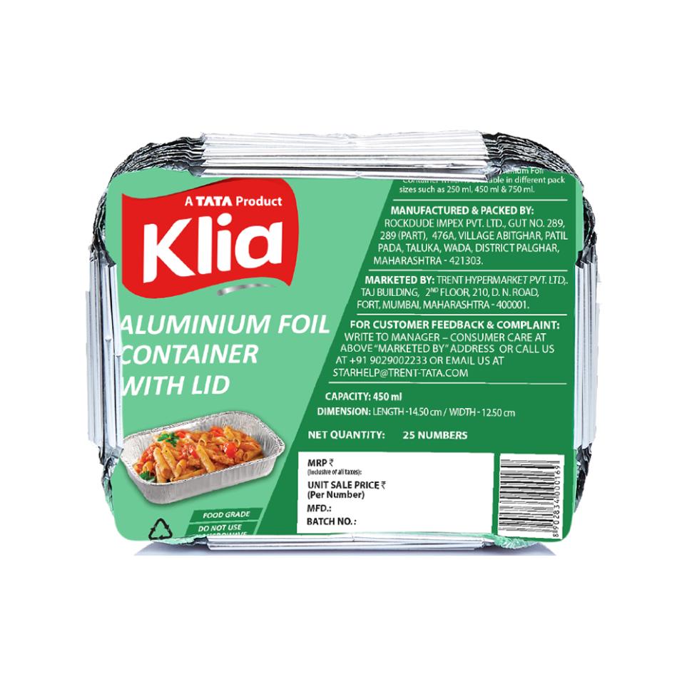 Klia Aluminium Container Medium 25 pcs (450 ml)