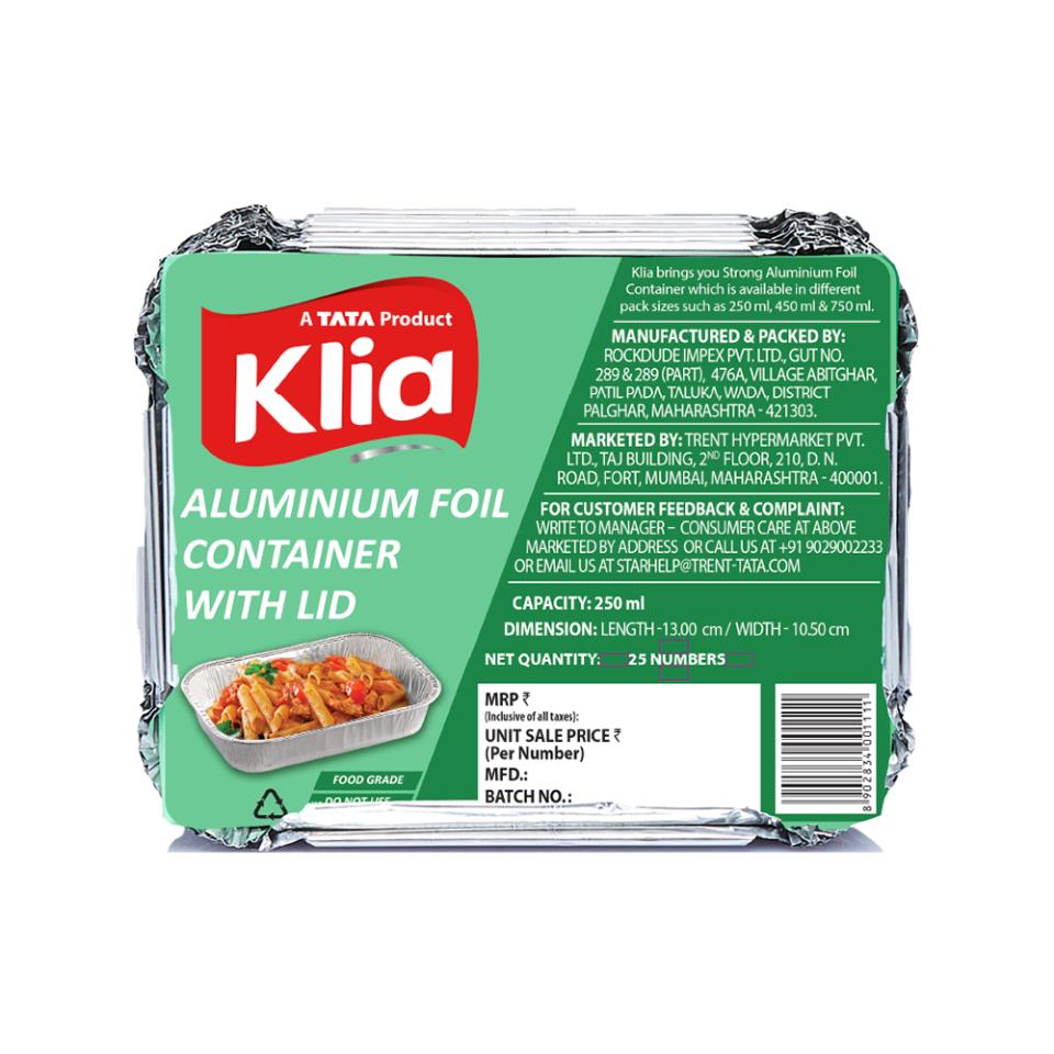 Klia Aluminium Container Small, 25 Pcs (250 ml)