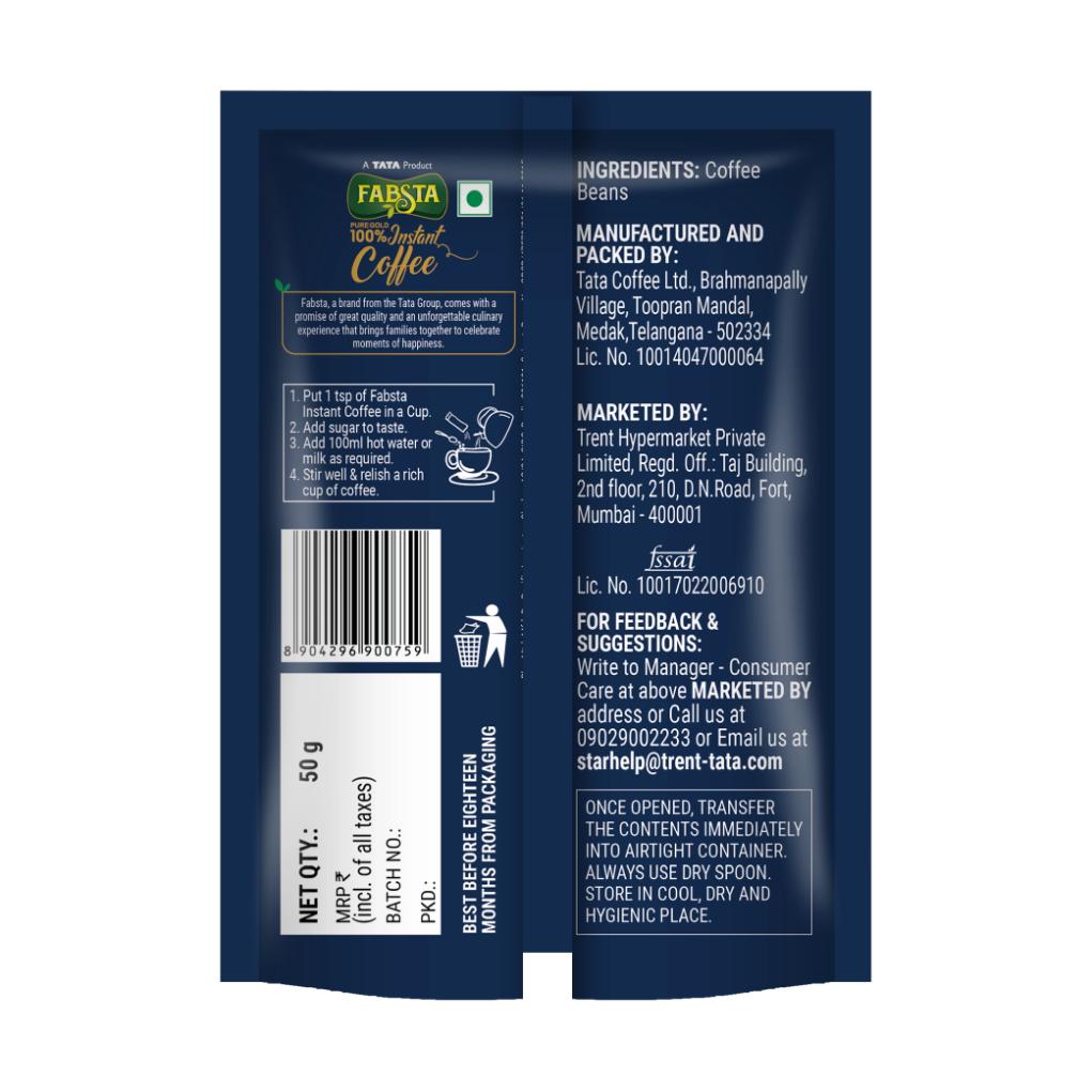 Fabsta 100% Instant Coffee, 50 g