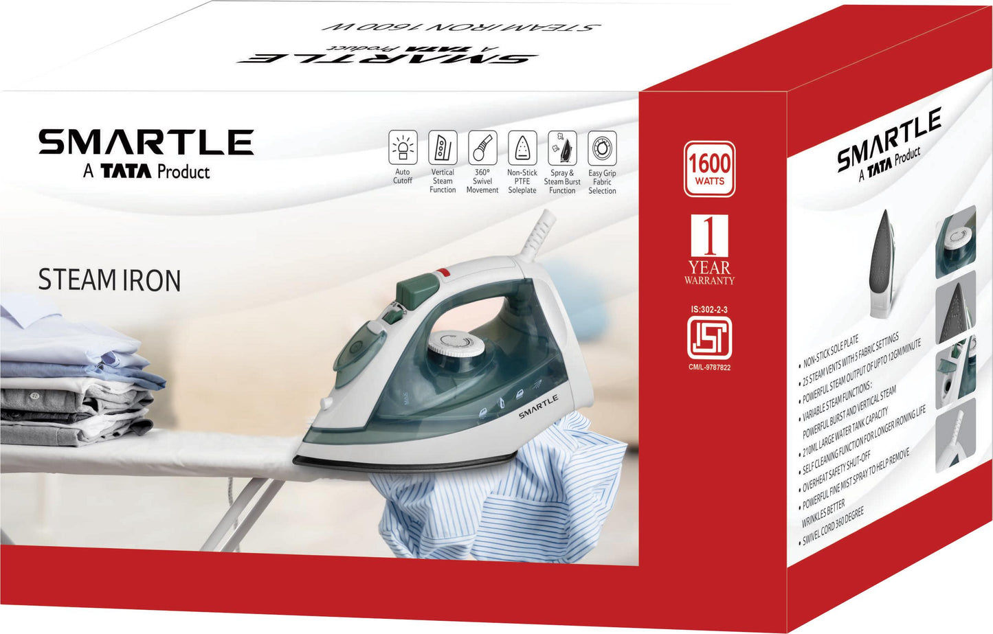 Smartle Steam Iron 1600 Watt pack of 1