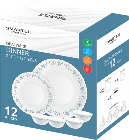 Smartle Opalware Majesta Dinner Set Ripple set of 12 pcs