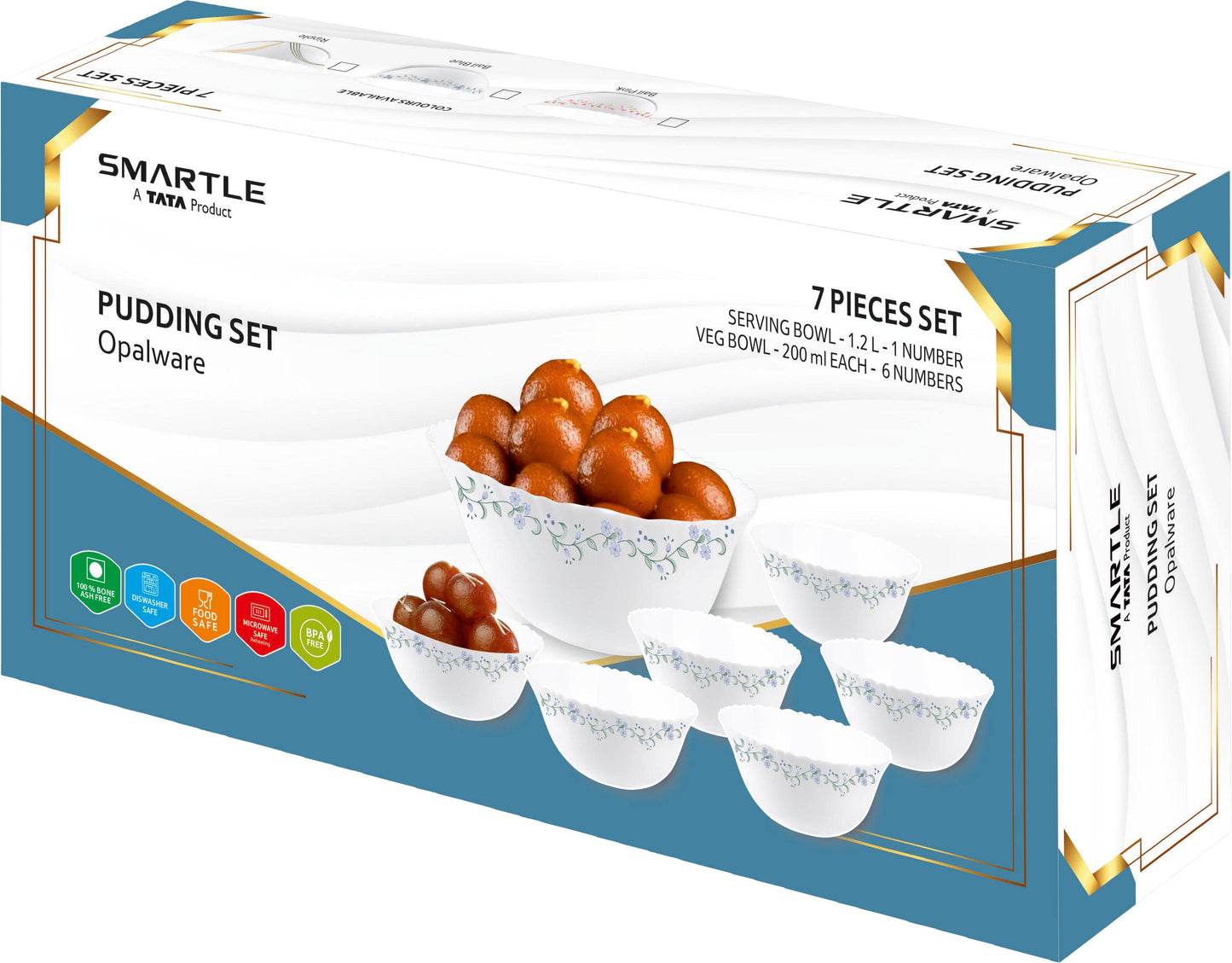 Smartle Opalware Pudding Set Bail Blue set of 7 pcs