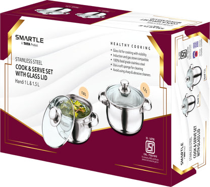Smartle Cook N Serve Set With Glass Lid set of 2