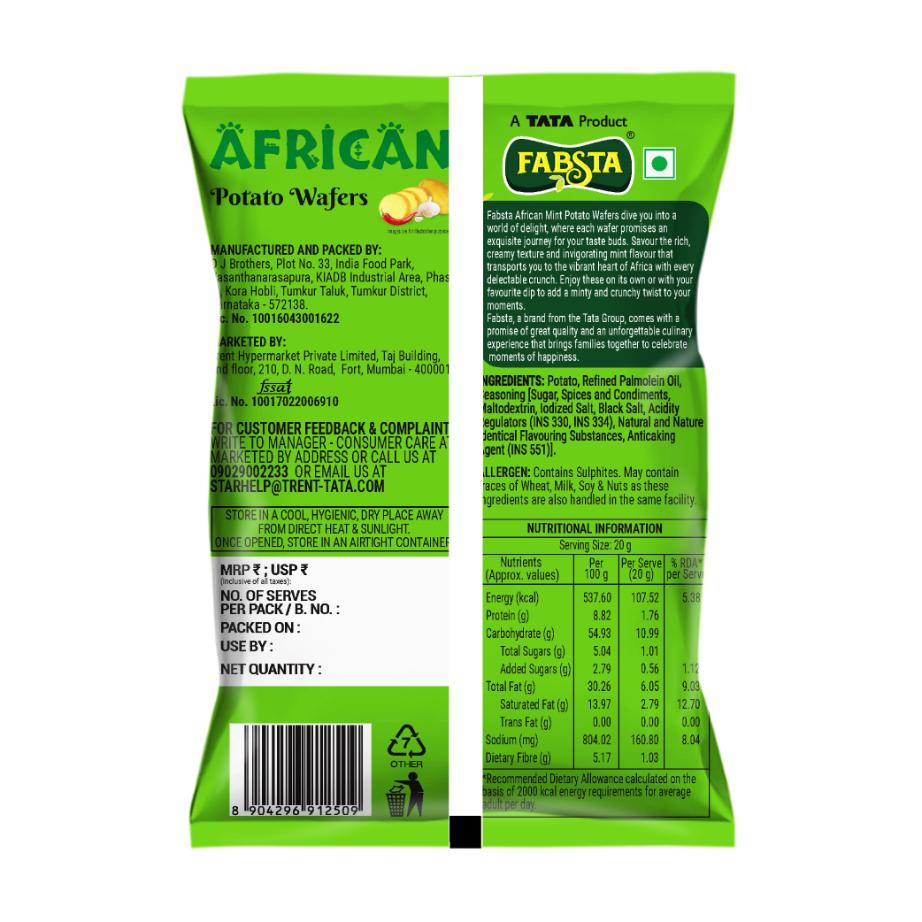 Fabsta Potato Wafers African Mint 135 g