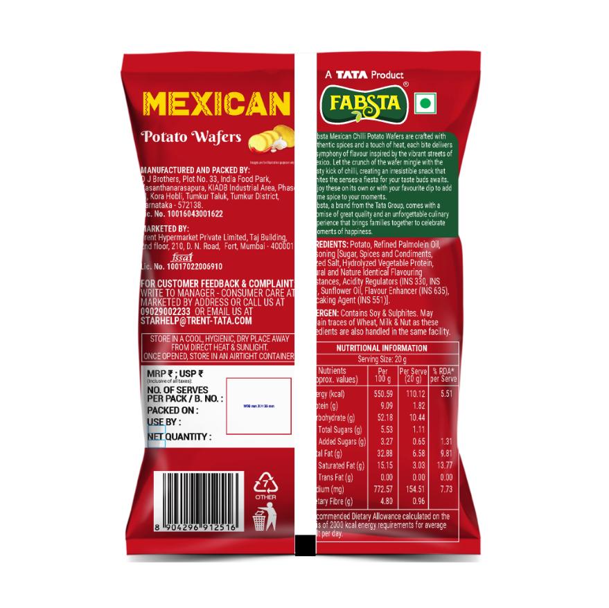 Fabsta Potato Wafers Mexican Chilli 135 g