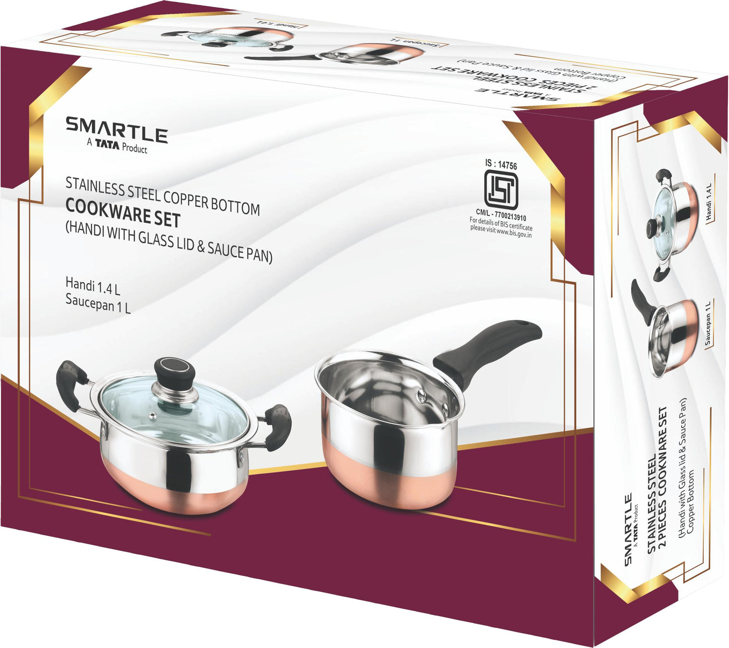 Smartle Stainless Steel Cookware Set Without Lid set of 2