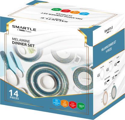 Smartle Ethnic Dinner Set Blue set of 14