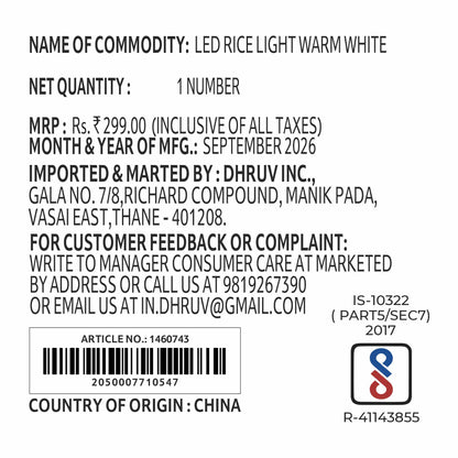 Led Rice Light Warm White 1 Pc