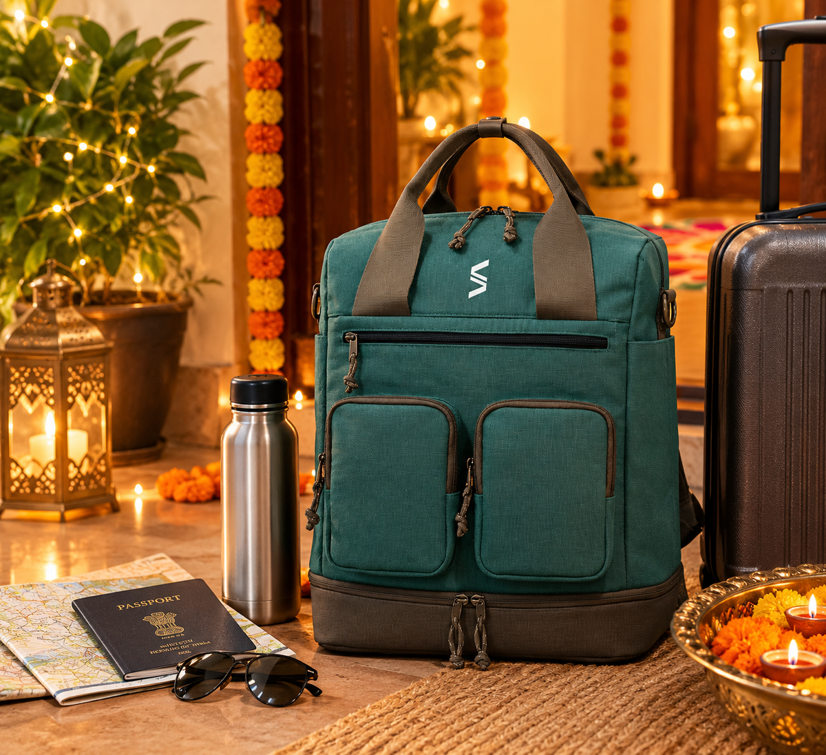 Smartle Laptop Backpack Brown & Green 1 Pc