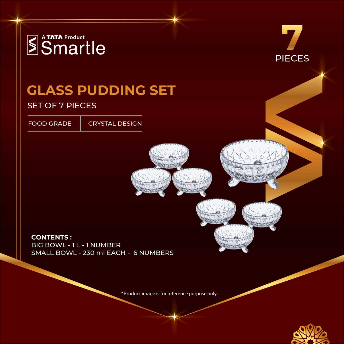 Smartle Glass Pudding Bowl Set Of 7 Pcs