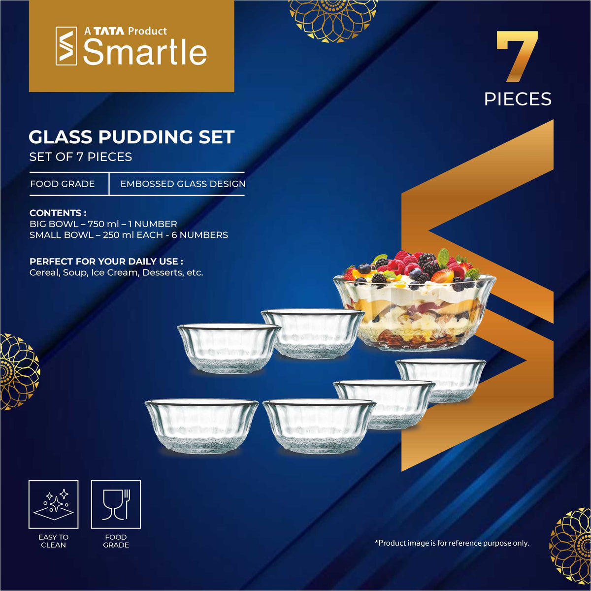 Smartle Nicole Glass Pudding Set Of 7 Pcs