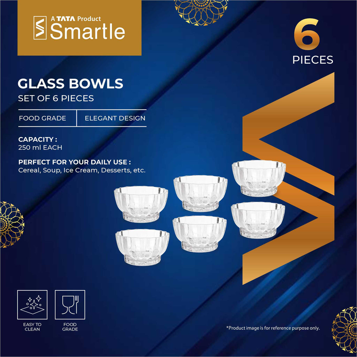 Smartle Eva Glass Bowl Set Of 6 Pcs