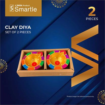 Smartle Clay Diya Pack Of 2