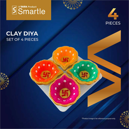 Smartle Clay Diya Pack Of 4
