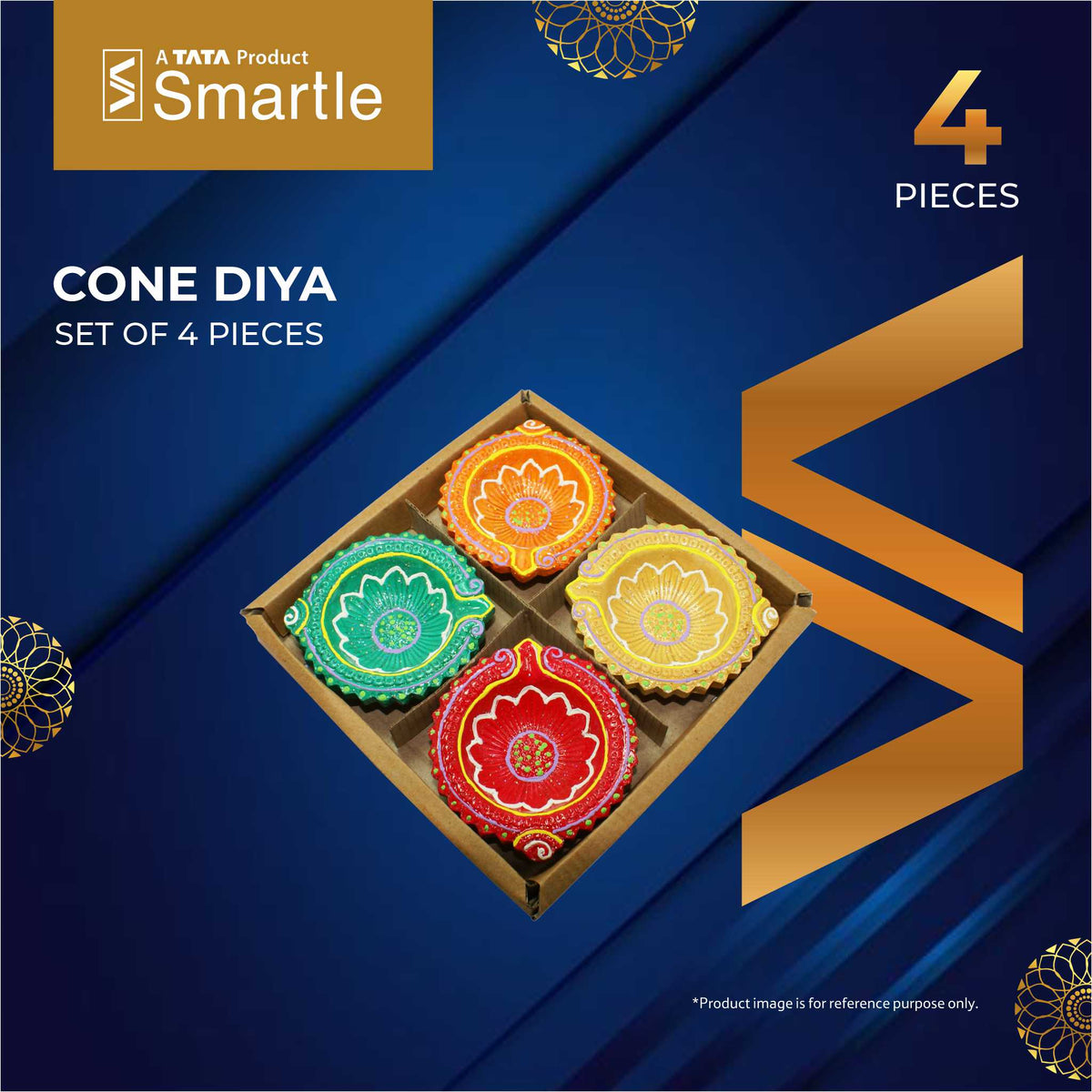 Smartle Gifting Cone Diya Assrted Pack Of 4