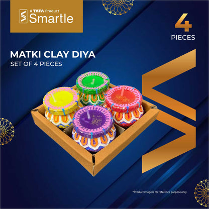 Smartle Matki Clay Diya Pack Of 4
