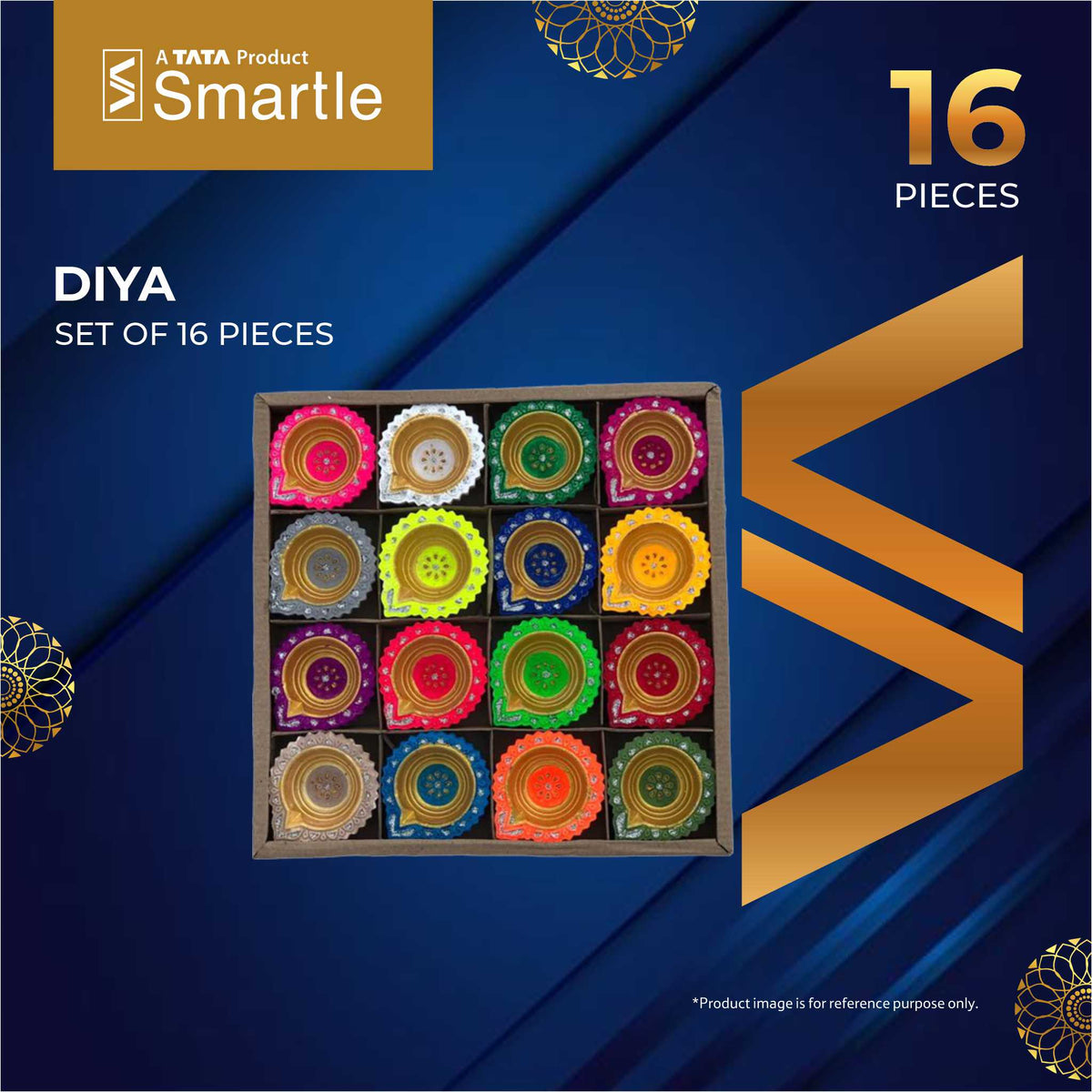 Smartle Multicolor Diya Pack Of 16