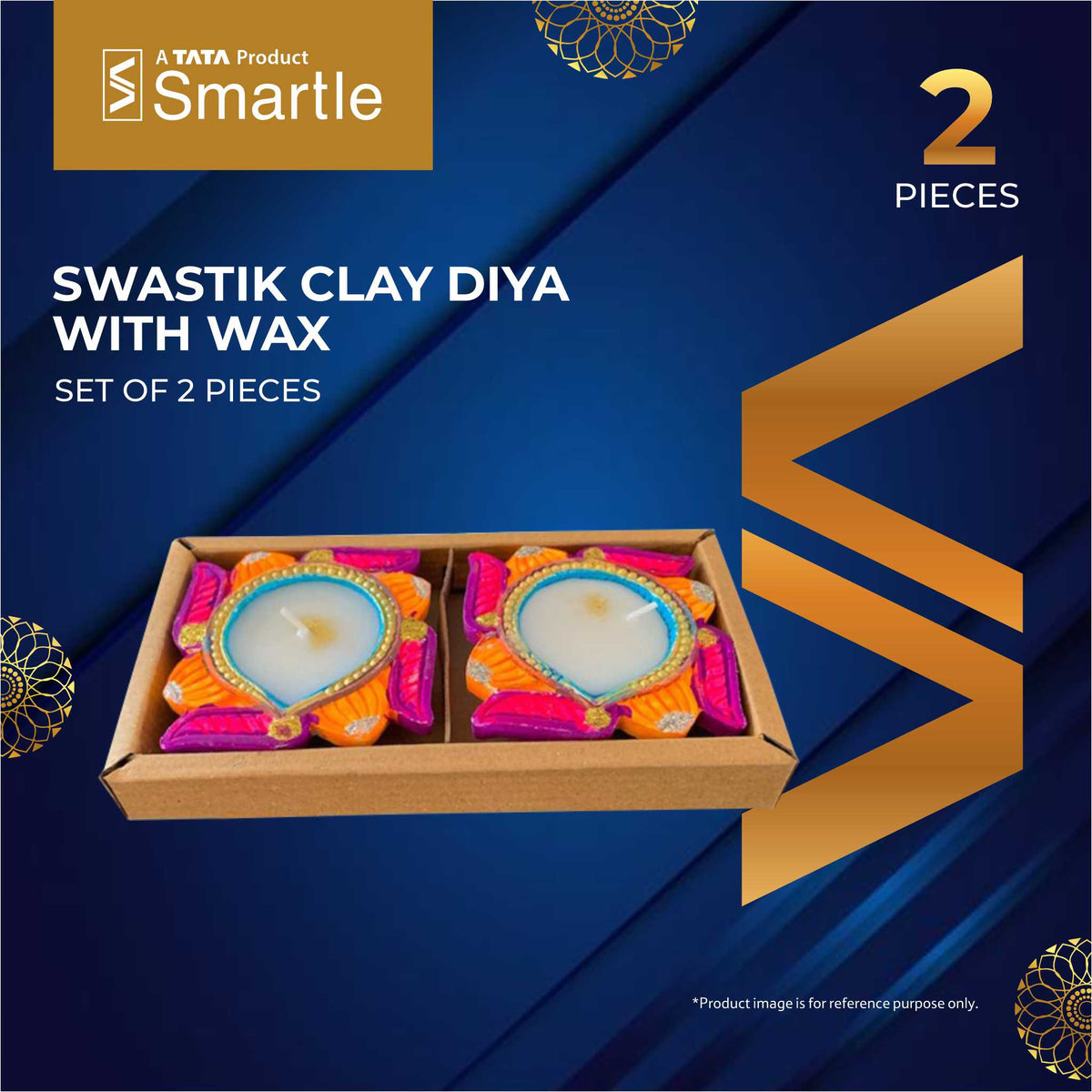 Smartle Swastik Diya Wax Pack Of 2