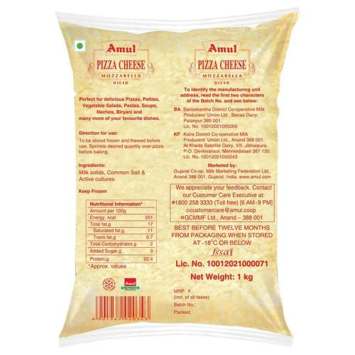 Amul Diced Mozzarella Cheese 1 Kg