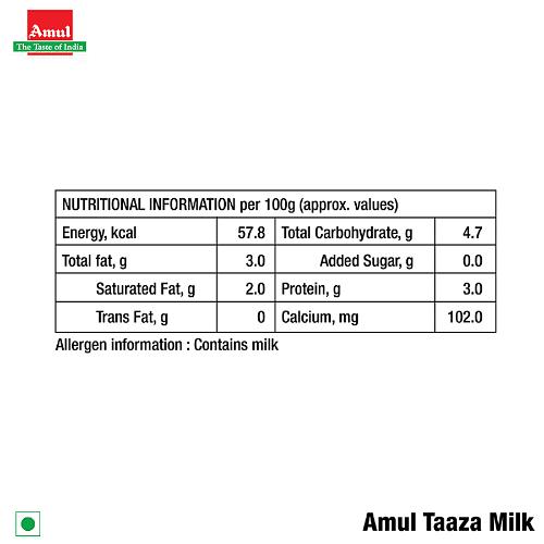 Amul Taaza Milk Pouch 1 Ltr