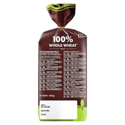 Britannia 100 Persent Whole Wheat Bread 400 g