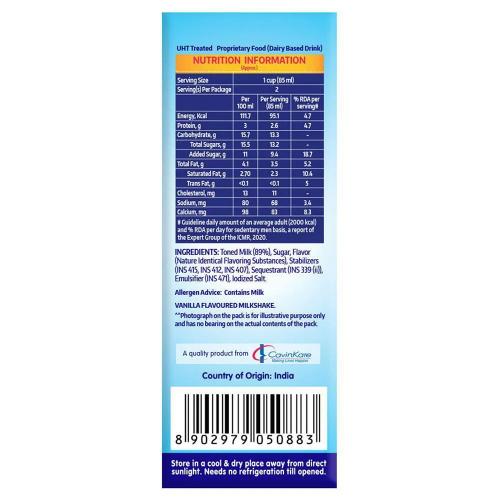 Cavin'S Milkshake Vanilla 180 ml