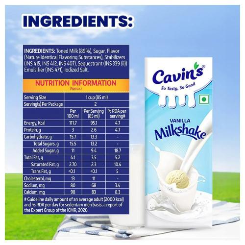 Cavin'S Milkshake Vanilla 180 ml