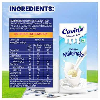 Cavin'S Milkshake Vanilla 180 ml