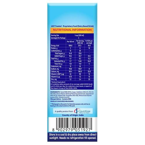 Cavin'S Milkshake Vanilla 1 ltr