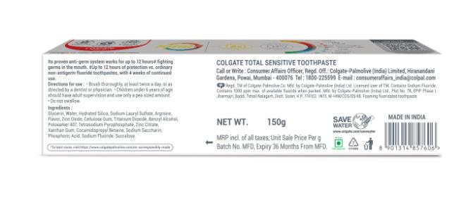 Colgate Total Sensitive Toothpaste 120 g