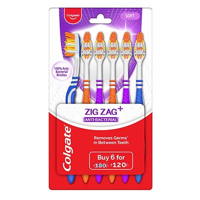 Colgate Zigzag Toothbrush Soft pack of 6