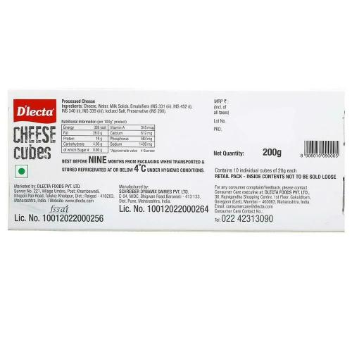 D'Lecta Cheese Cubes 200 Gm