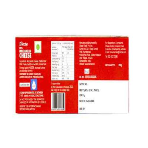 D'Lecta Mozzarella Chees Block 200 gm