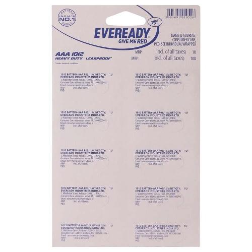 Eveready Batteries Red 1012 packed