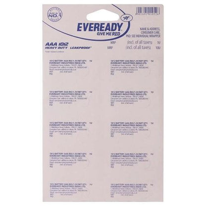 Eveready Batteries Red 1012 packed