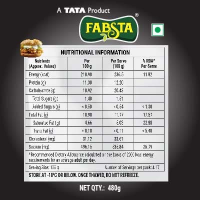 Fabsta Chicken Burger Patty 480Gm