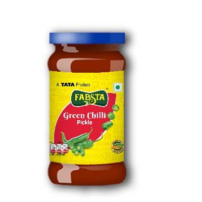 Fabsta Green Chilly Pickle Bottle 300 gm