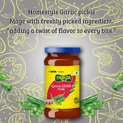 Fabsta Green Chilly Pickle Bottle 300 Gm