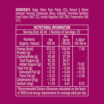 Fabsta Rose Sharbat 1000 ml
