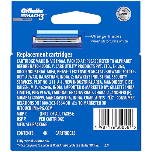 Gillette Mach3 Turbo Cartridge 4 pcs